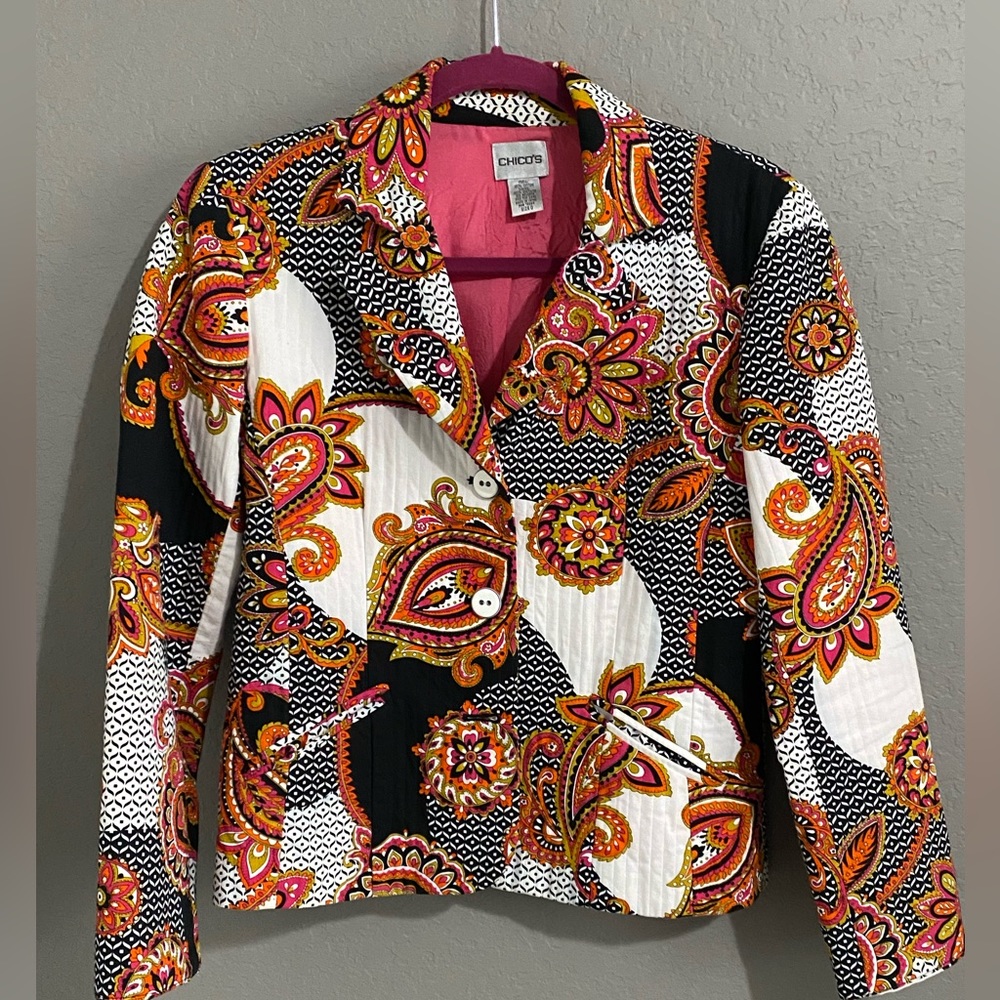 Colorful Chicos women's blazer size 0 - Picture 3 of 6